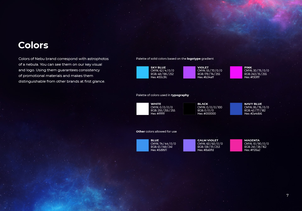 Strona o kolorach w brand booku